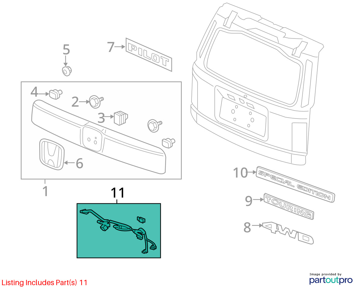 Camera/Projector Rear View Camera Gate Mounted Fits 09-15 PILOT 1145709