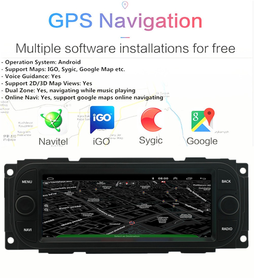 6.8in Stereo Radio GPS Navi For Carplay Fit For Jeep Grand Cherokee 1998-2004