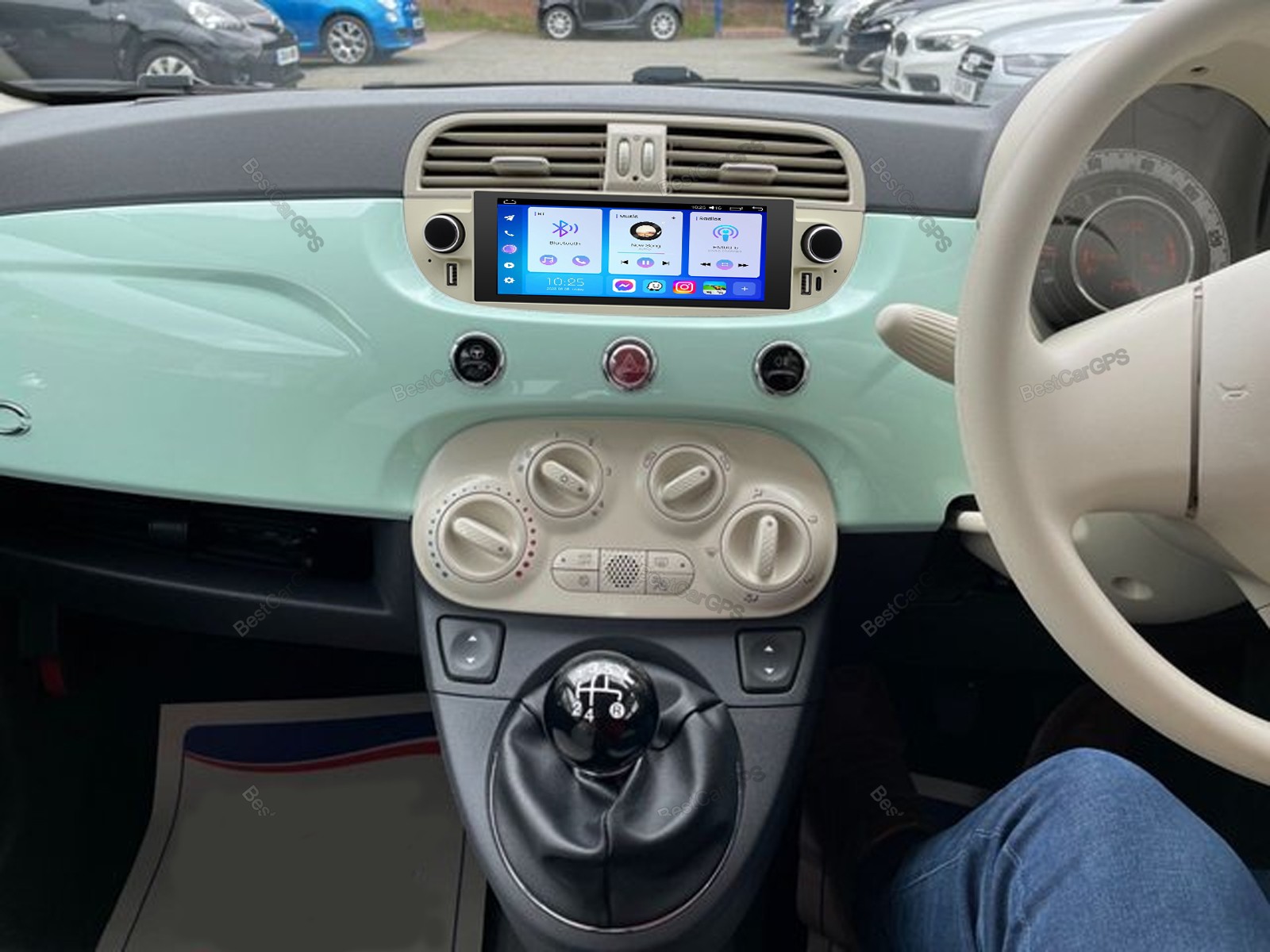 32G For Fiat 500 2009-2015 Carplay Android 15 Car Stereo Radio GPS Navi BT +CAM