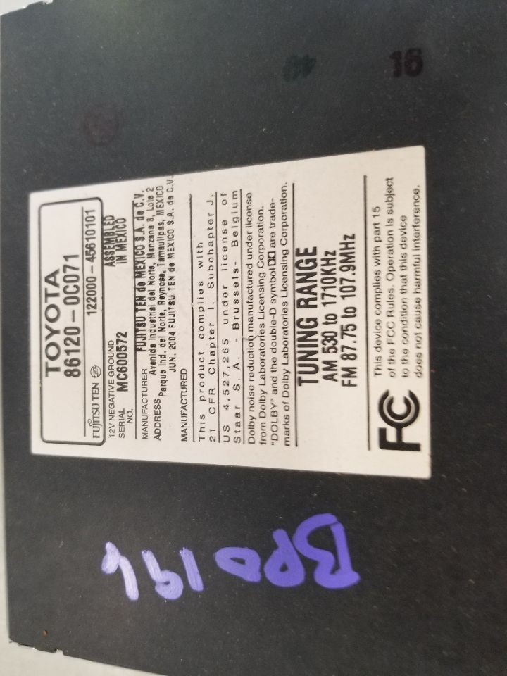 04 2004 TOYOTA SEQUOIA RADIO AUDIO RECEIVER 861200C071