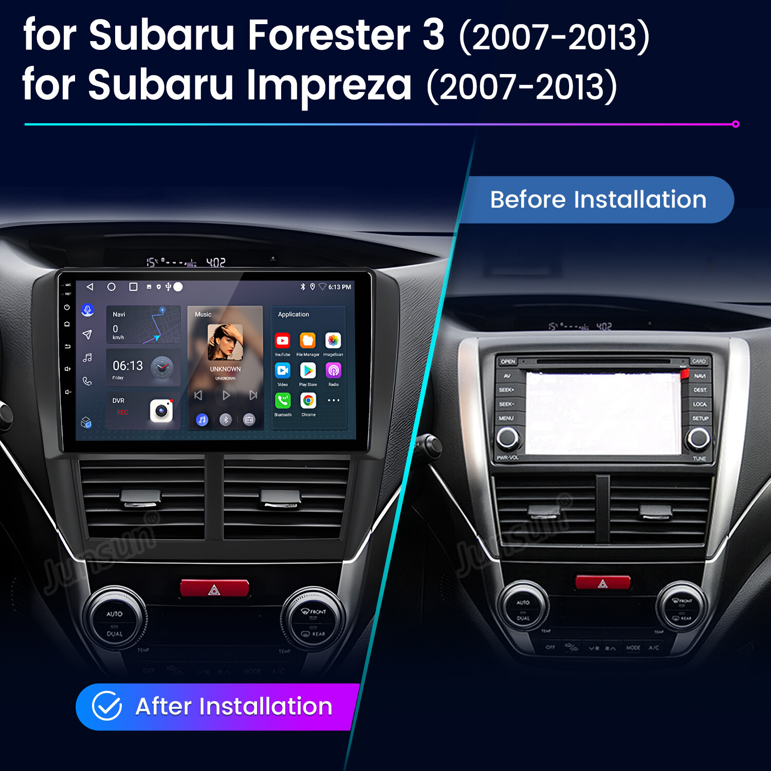 CarPlay 2+32G Android Car Stereo Radio GPS Nav For Subaru Forester Impreza 08-12