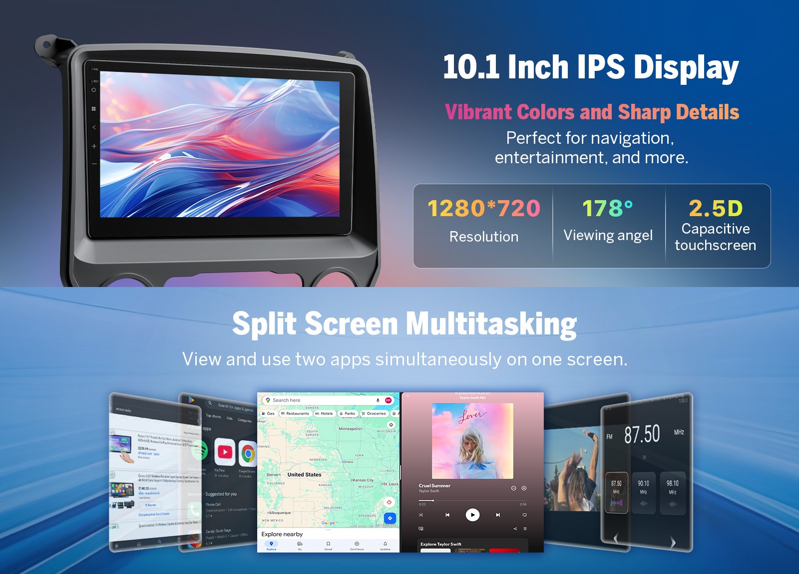 10.1″ Android 13 Car Play Stereo Radio IPS Screen For Chevy Silverado GMC Sierra