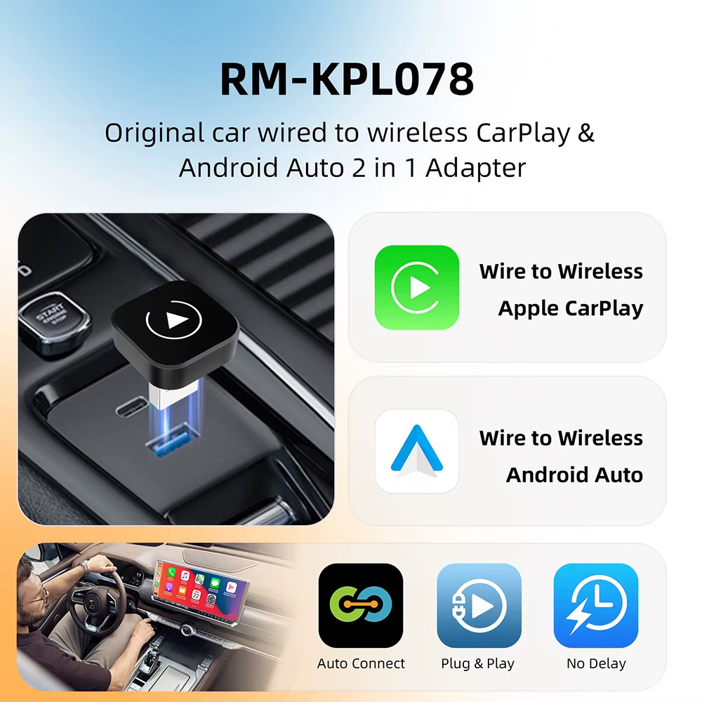 USB Auto Wireless CarPlay Adapter For Apple Android Wireless Dongle Plug ＆ Play