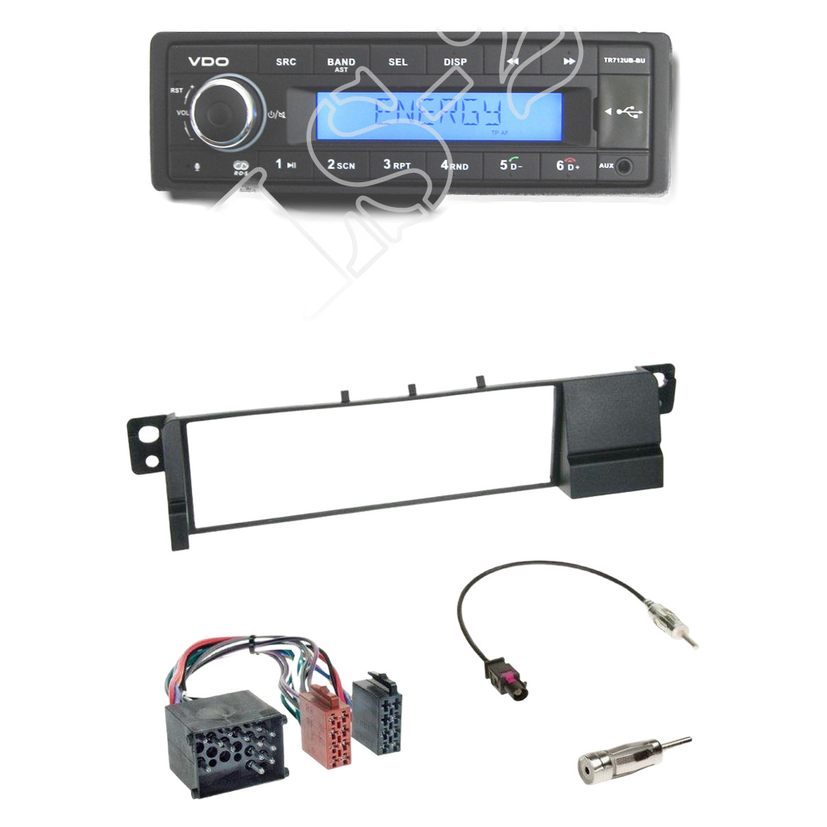 VDO TRW312UB-BU Radio Bluetooth USB with installation kit for BMW 3 Series (E46)