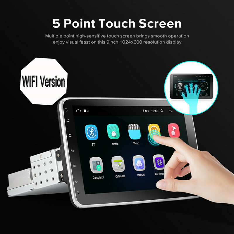 Manual Rotation 10.1inch Android Car Multimedia Player Radio 1Din GPS Navigation