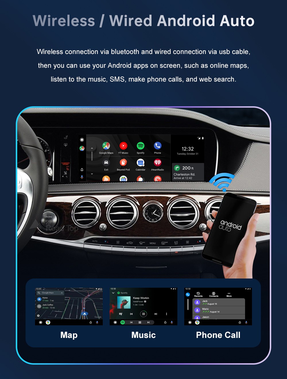 Wireless Carplay Android Auto Interface For Benz C Class GLC 2015-2018 NTG5.0