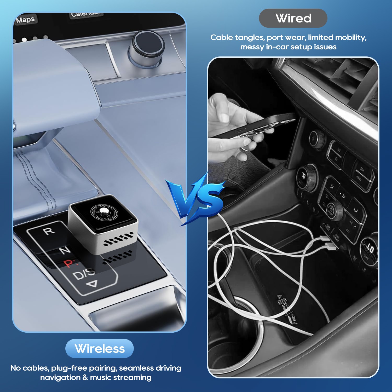 USB Wireless CarPlay & Android Auto Adapter – Fast & Stable,Dual-Band WiFi,BT5.2