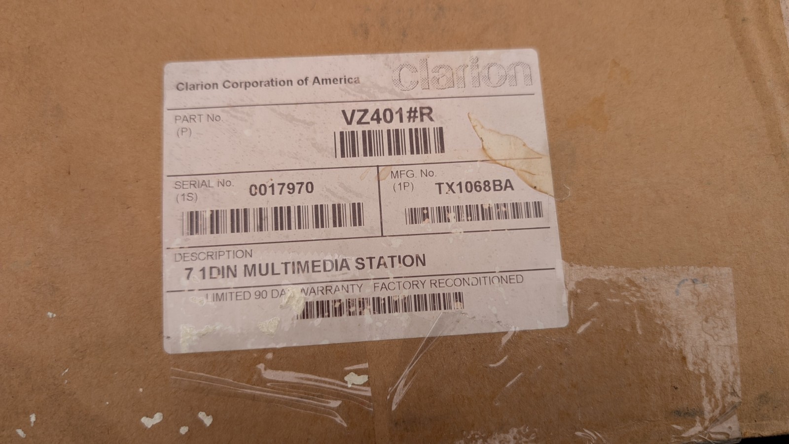 Clarion VZ401 CD/DVD in-dash receiver Head Unit Car/Auto w Wiring Harnes/Remote