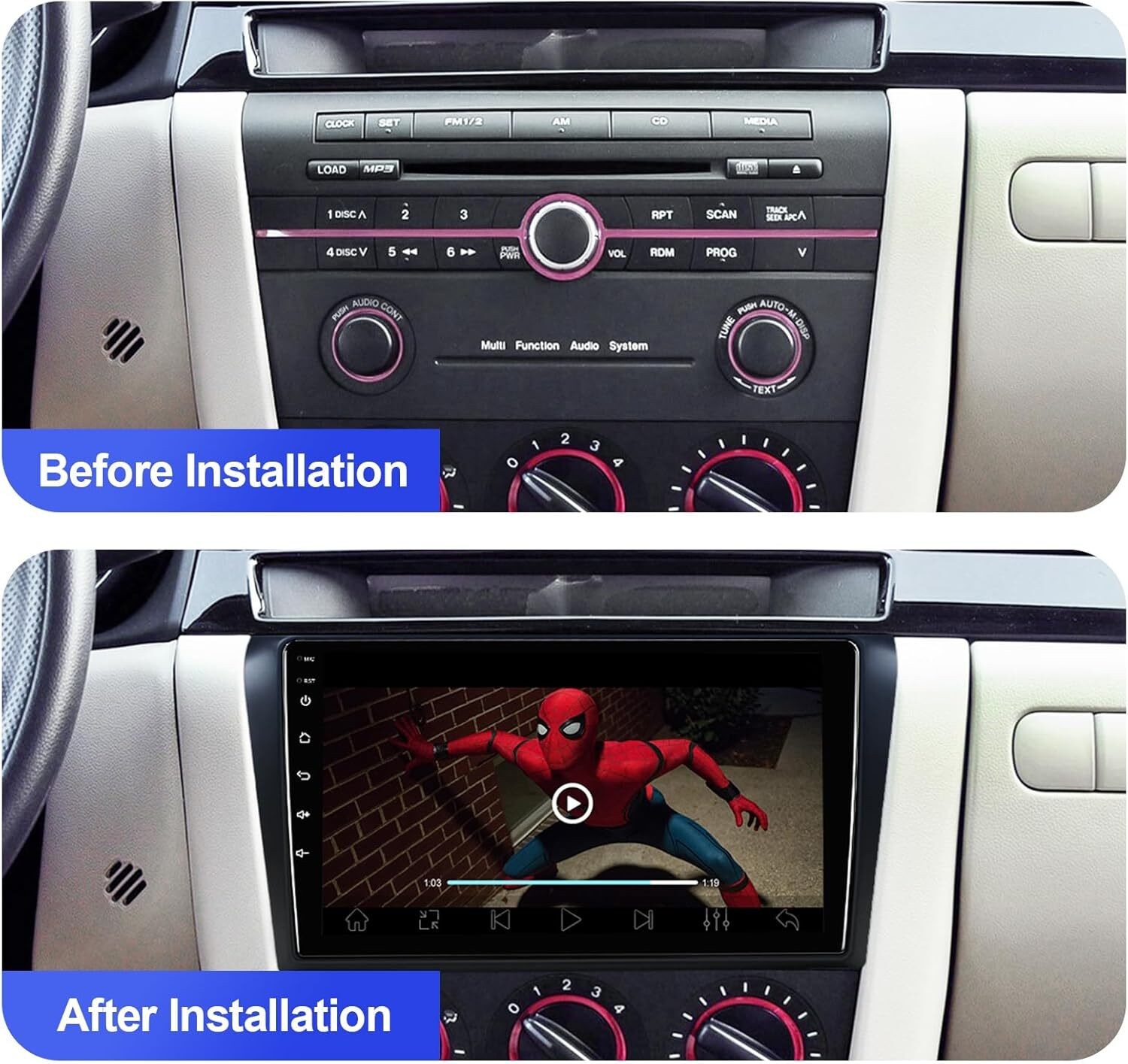 For Mazda 3 2004-2009 Carplay Android 15 Car Stereo Radio GPS Navi WIFI FM RDS