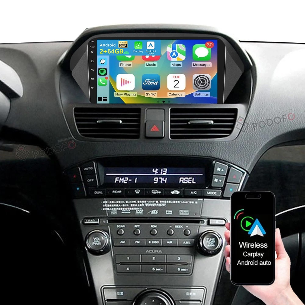 Carplay Android 15 For 2007-2013 Acura MDX Car Stereo Radio GPS Navi WIFI 2+64GB
