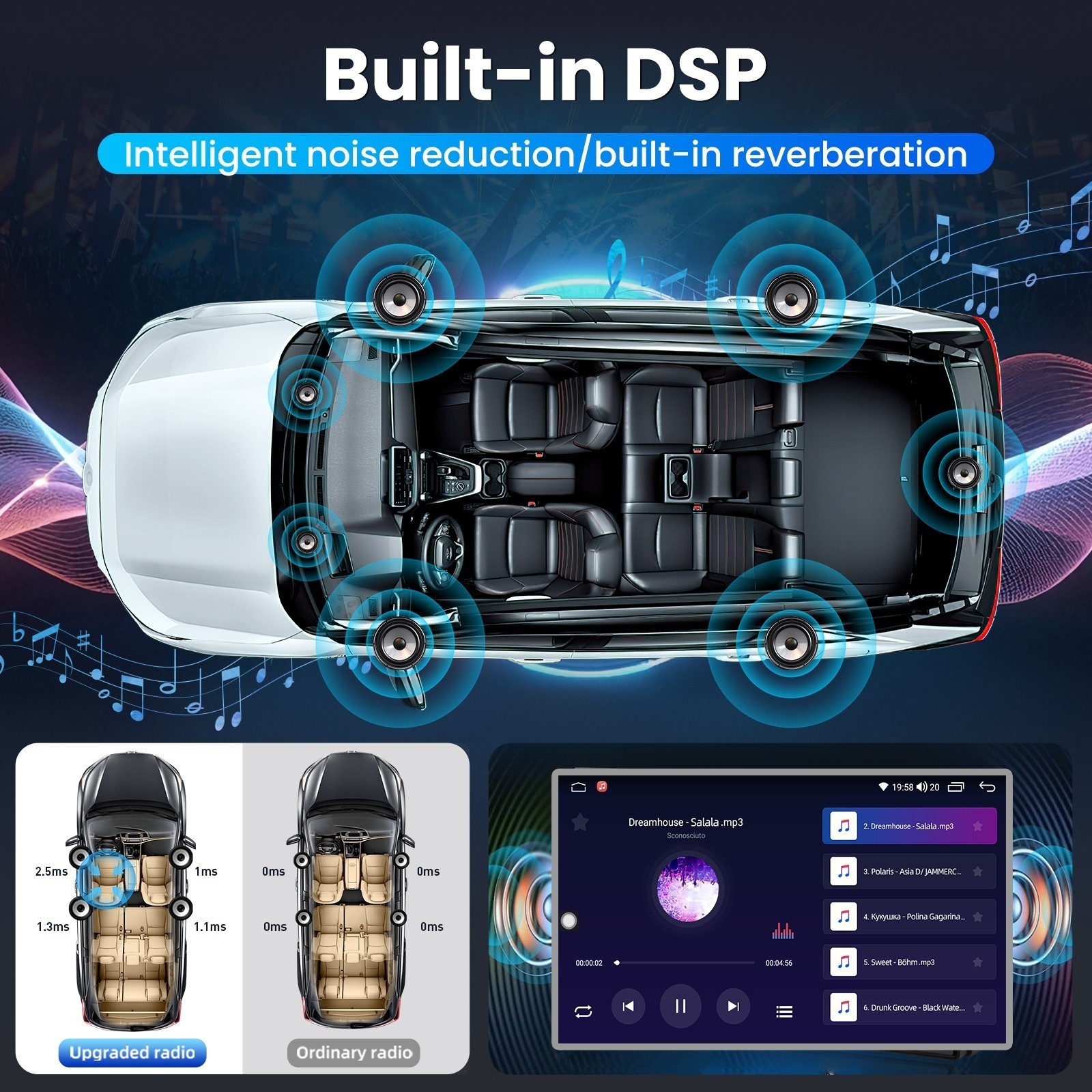 Car Radio Stereo Carplay For 2013-2018 Dodge Ram Ram 4+64G 7in Media wifi