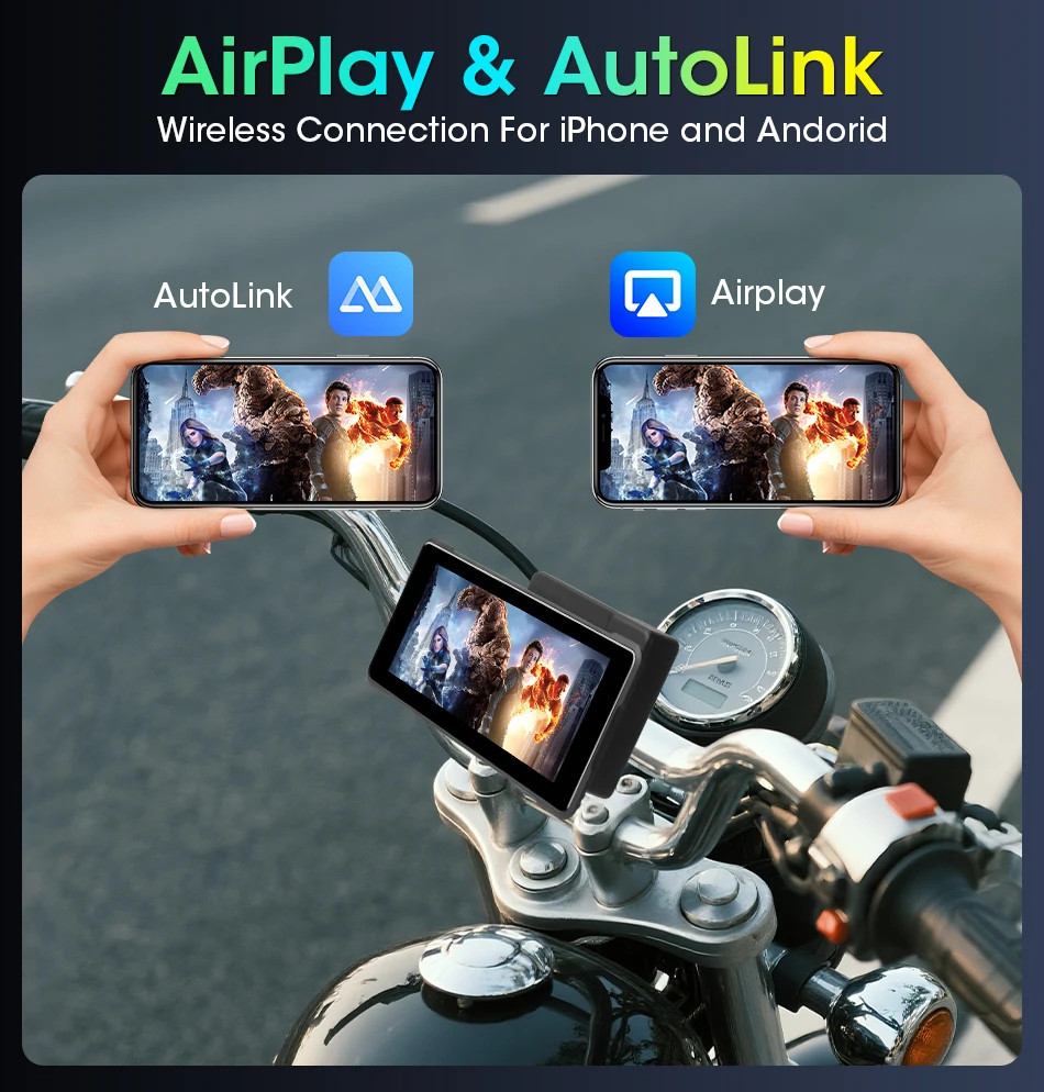 Janstie New Motorcycle CarPlayGPS Portable Digital Moto Dashboard Display Screen
