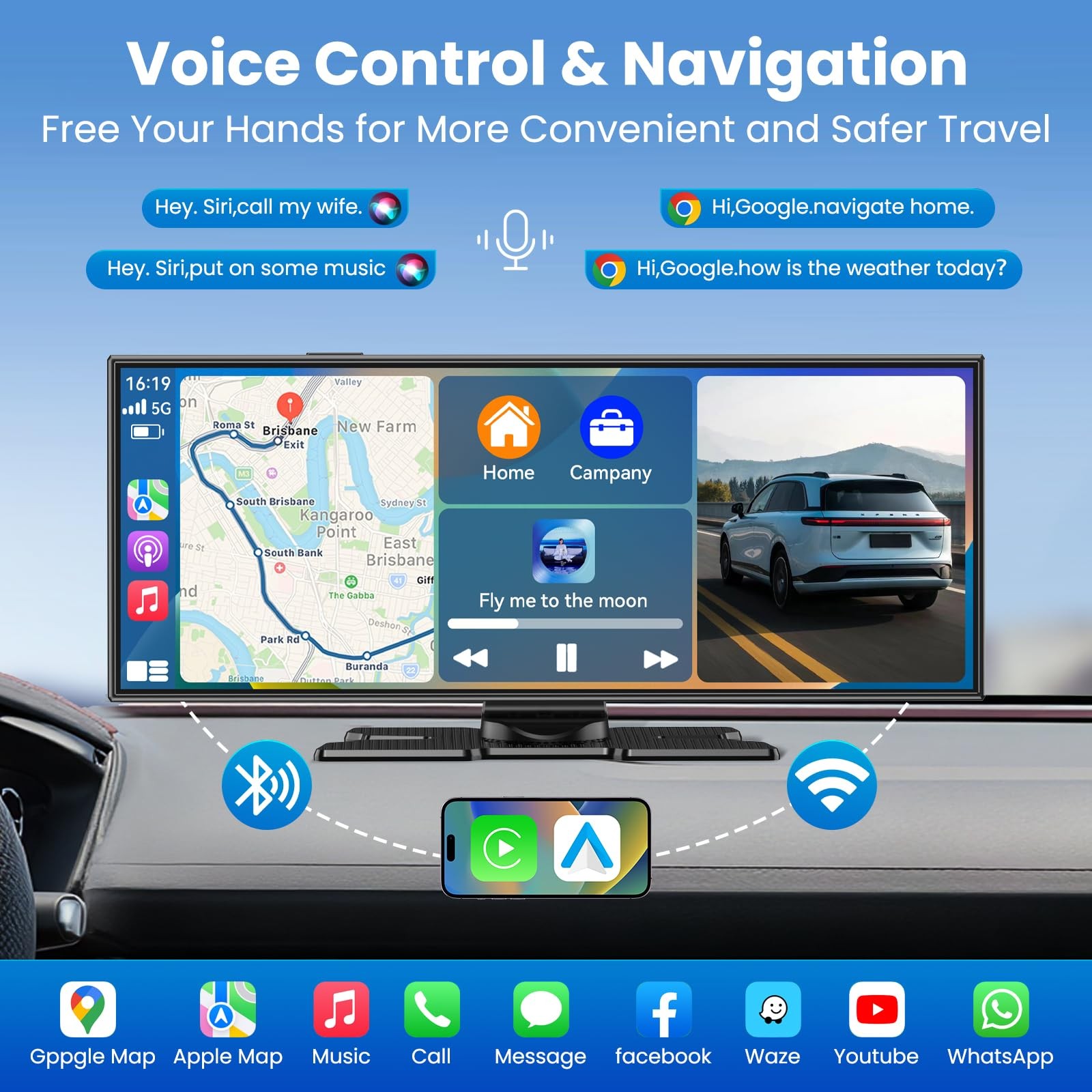 11.5 Inch Carplay Display Android Auto Display, Car Play IPS Touch Screen Cable…