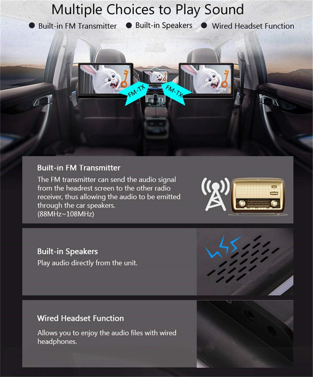 2PCS Android 11 Car Rear Headrest Monitor Player 13.3in Touch Screen 4+64G WIFI