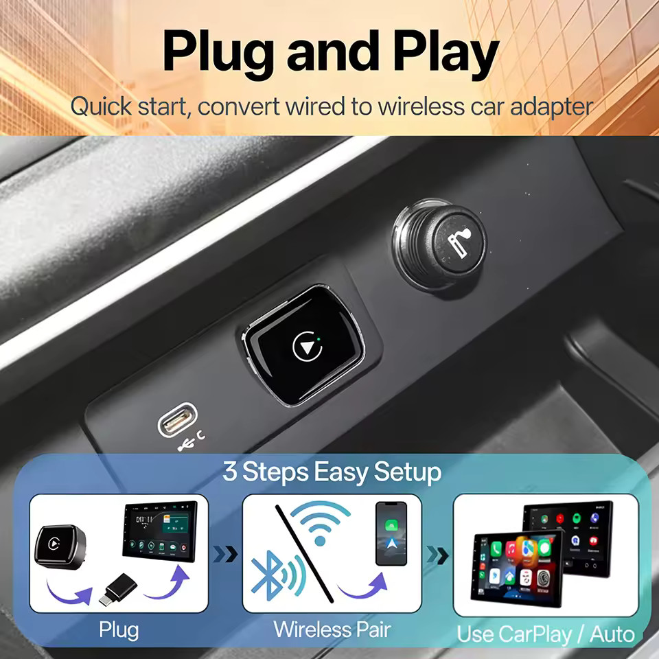 2026 Wireless CarPlay Adapter – Mini Plug & Play for iOS & Android Auto