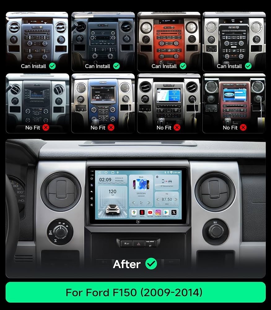 Car Radio Stereo for Ford F150 09-14, Wireless CarPlay & Android Auto 9-inch IPS