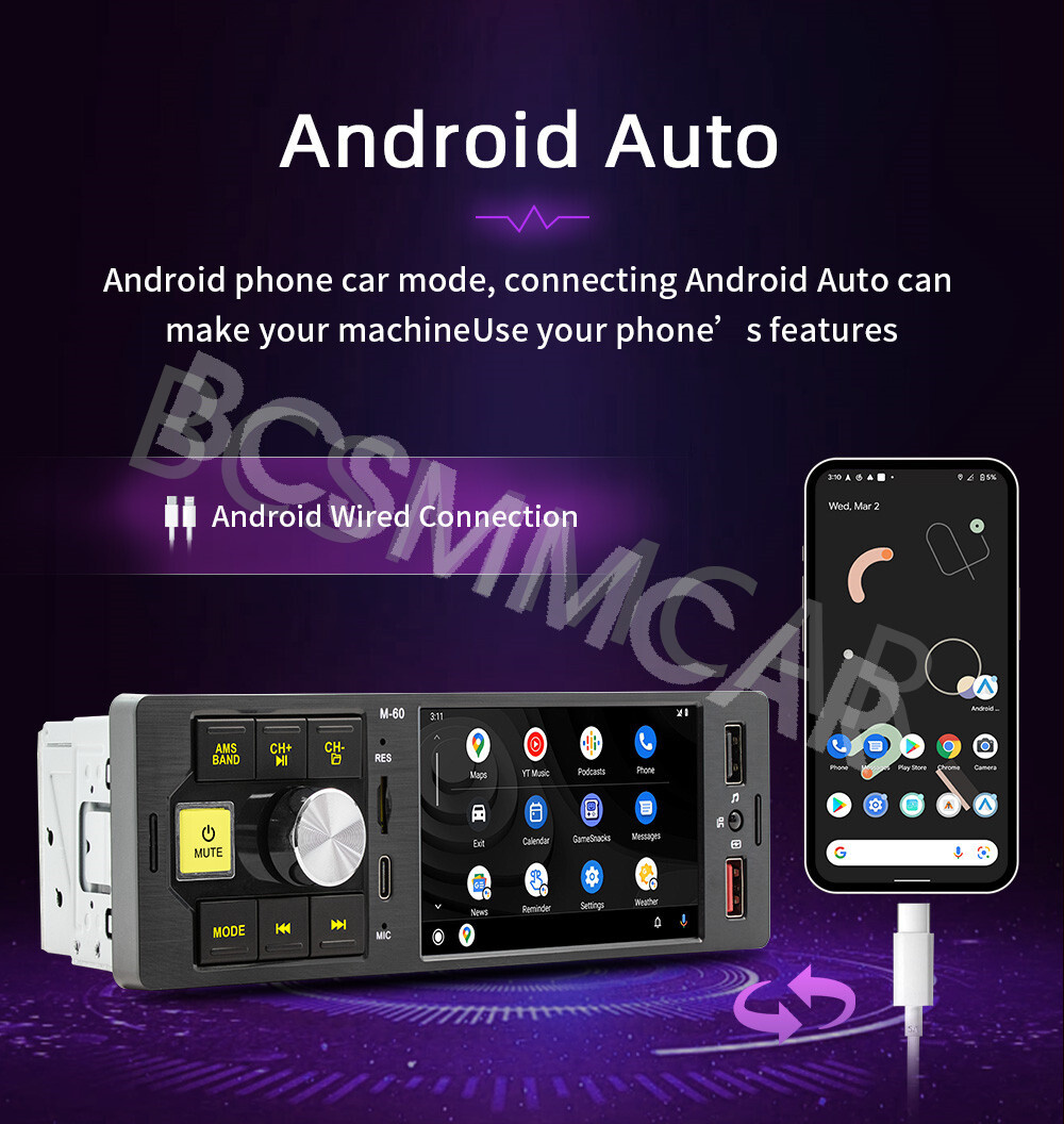 Single Din Car Stereo Touch Screen Radio Player Bluetooth FM AUX USB Mirror Link