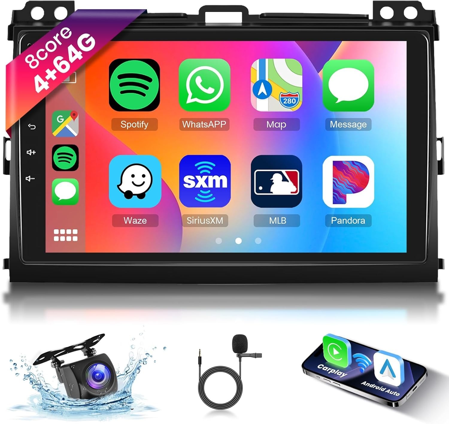 9in Android Auto/Carplay Stereo/Radio for 2004-2009 Toyota Prado 120/Lexus GX470