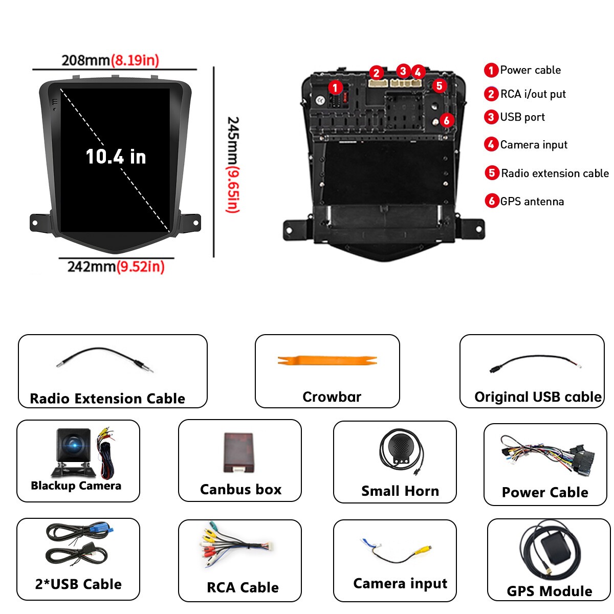 Car Radio Stereo Carplay For 2011-2015 Cruz Radio Carplay Navi EQ FM RDS