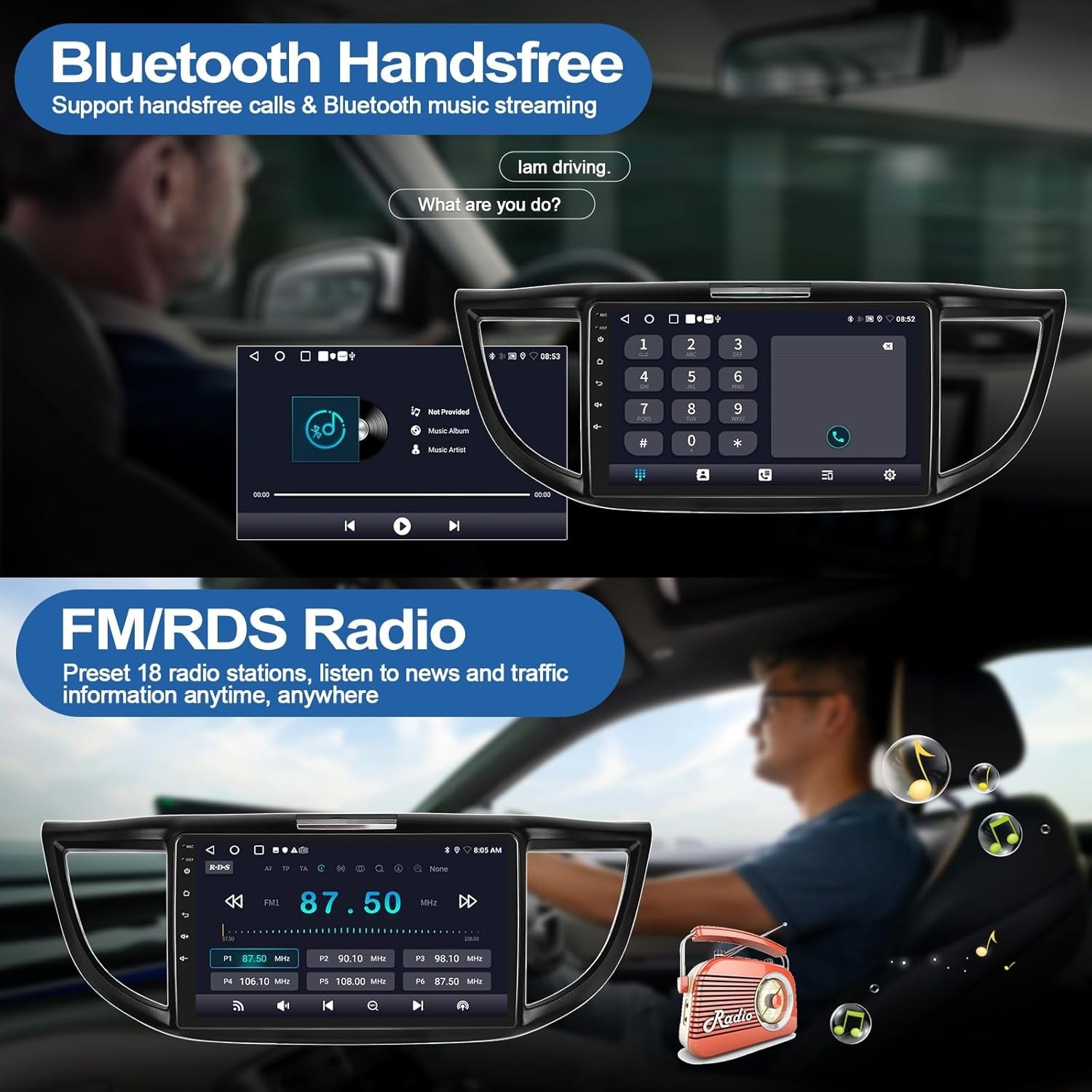 Car Radio Stereo Carplay For 2012-2016 Honda CR-V 2+32G 10in 4+64G Media