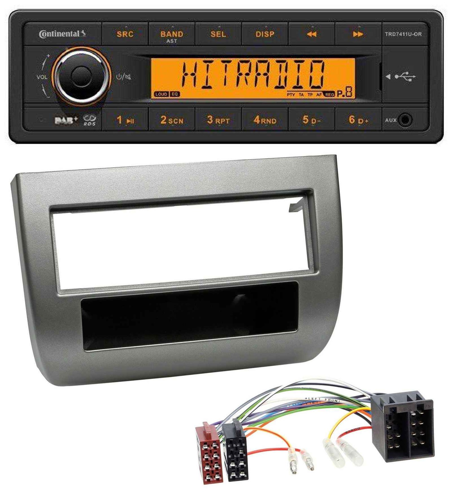 Continental 1DIN DAB MP3 AUX USB Car Stereo for Lancia Y 843 03-11 Dark Silver