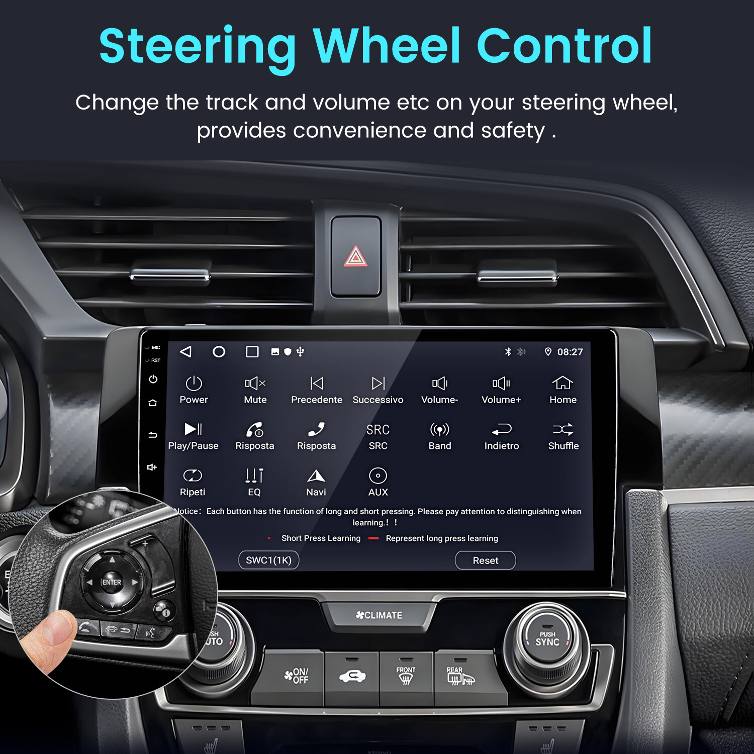 For Honda Civic 2016-2020 Carplay Android 14 Car Stereo Radio GPS Navi BT WIFI