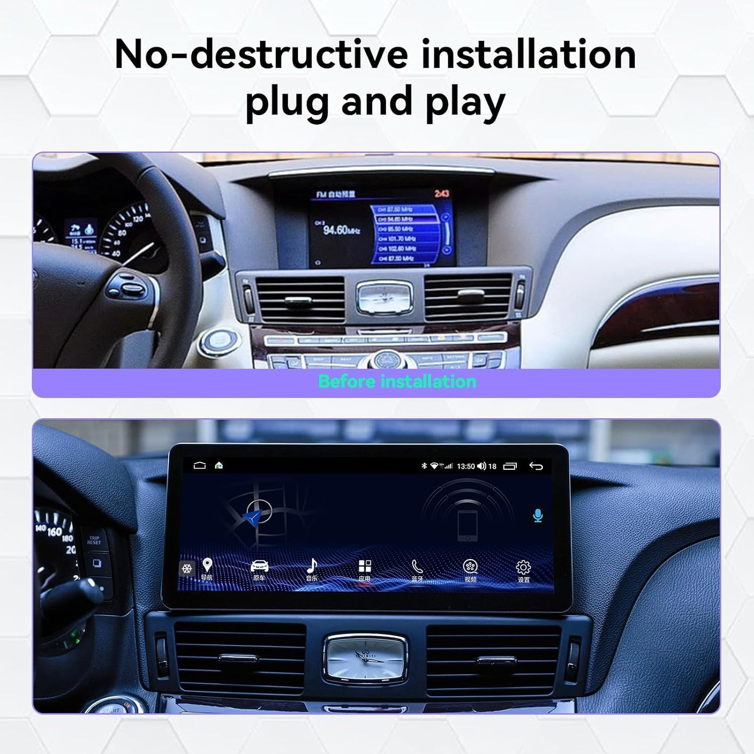 12.3″ Android14 Car Stereo Radio Carplay GPS for Infiniti Q70L M25 M35 2011-2017