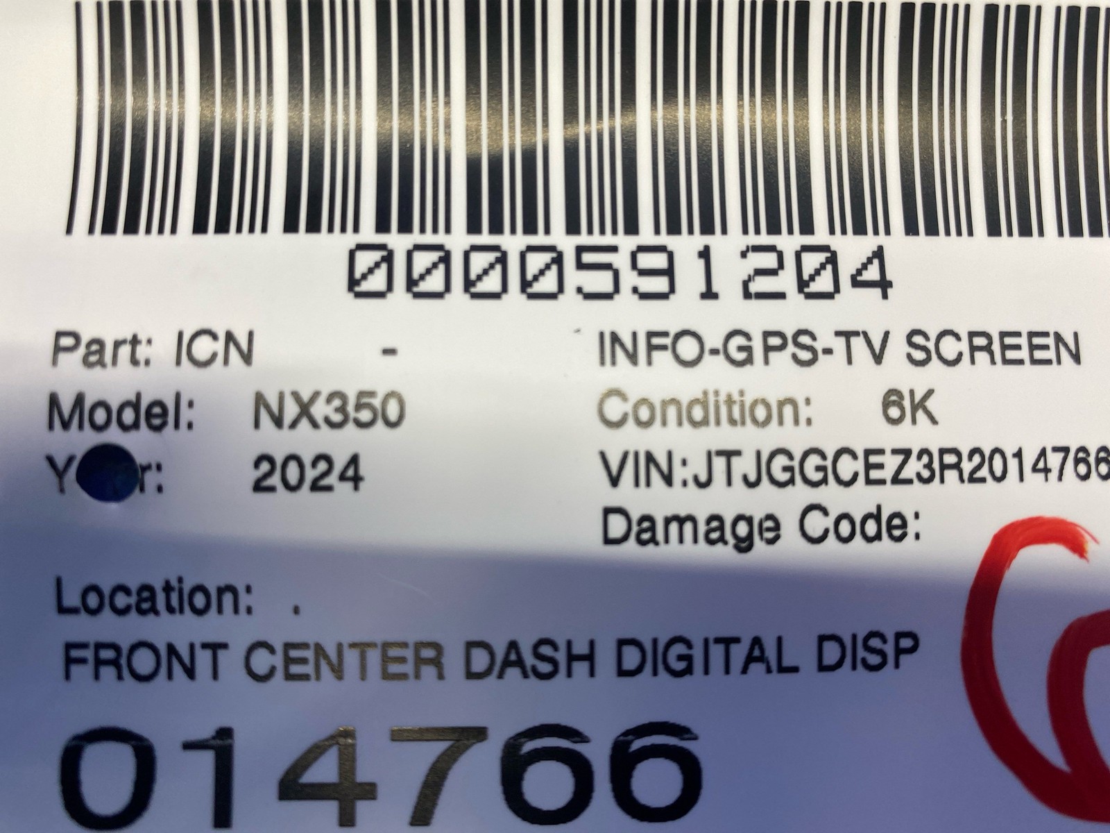 2022 – 2024 LEXUS NX350 CENTER DASH DIGITAL DISPLAY MEDIA NAVIGATION SCREEN OEM