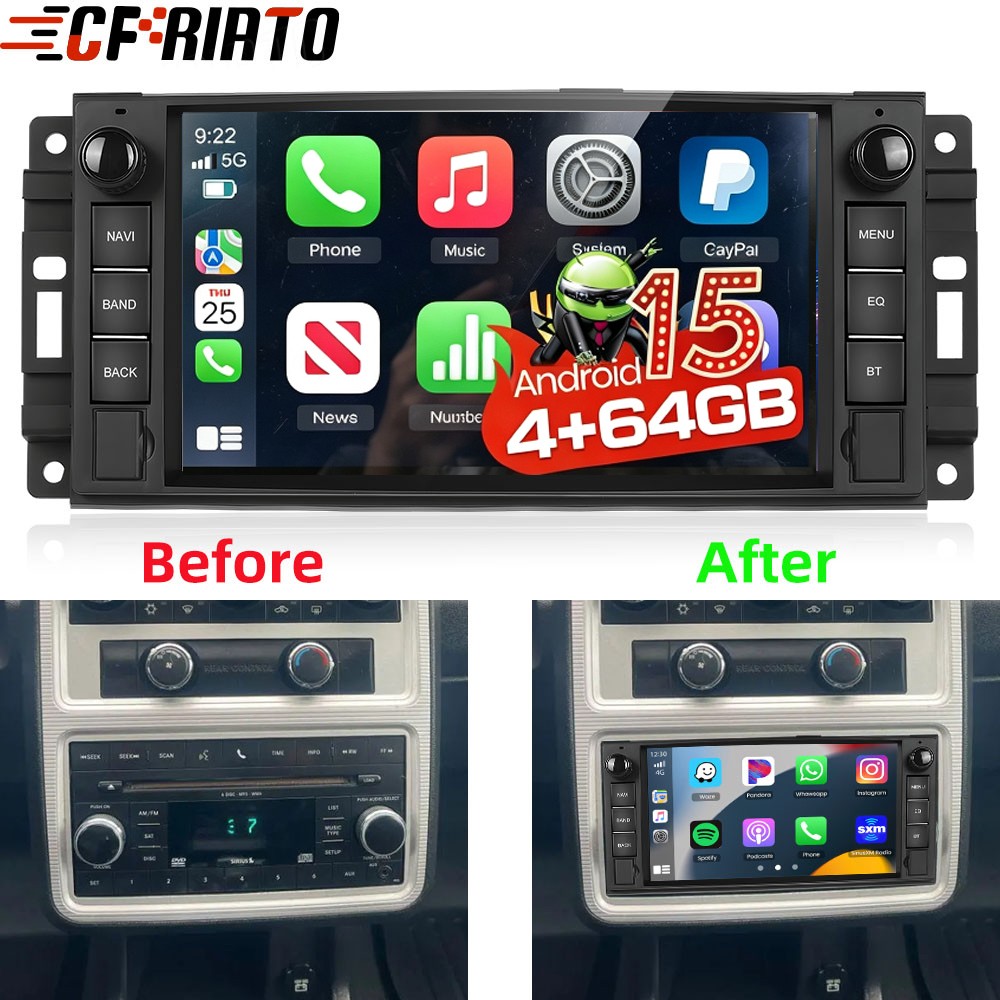 For 2009 2010 Dodge Journey Android 15 Carplay Car Stereo Radio GPS Navi 4+64GB