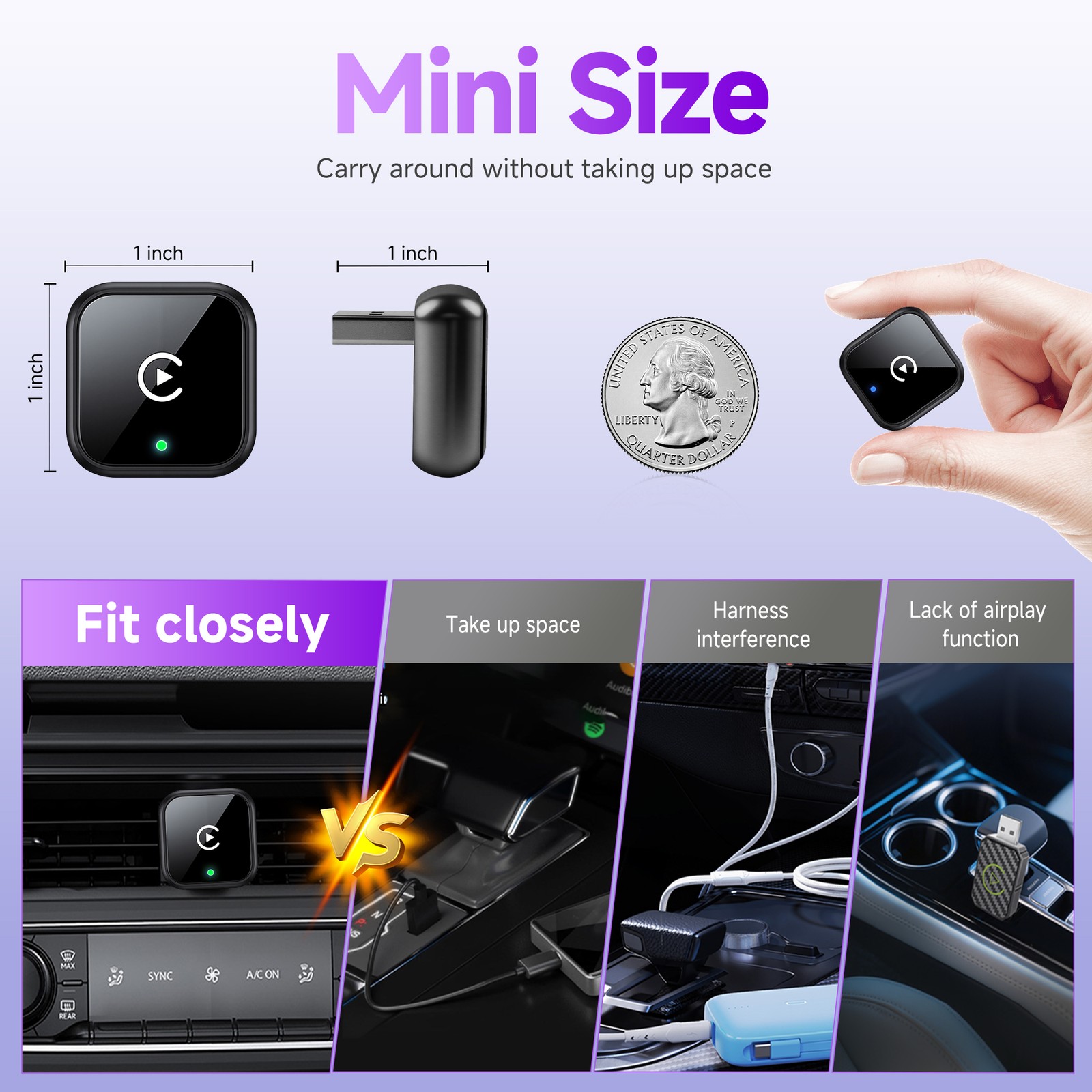 2-IN-1 Carplay Adapter Wired to Wireless CarPlay Android Auto Mirror Link USA