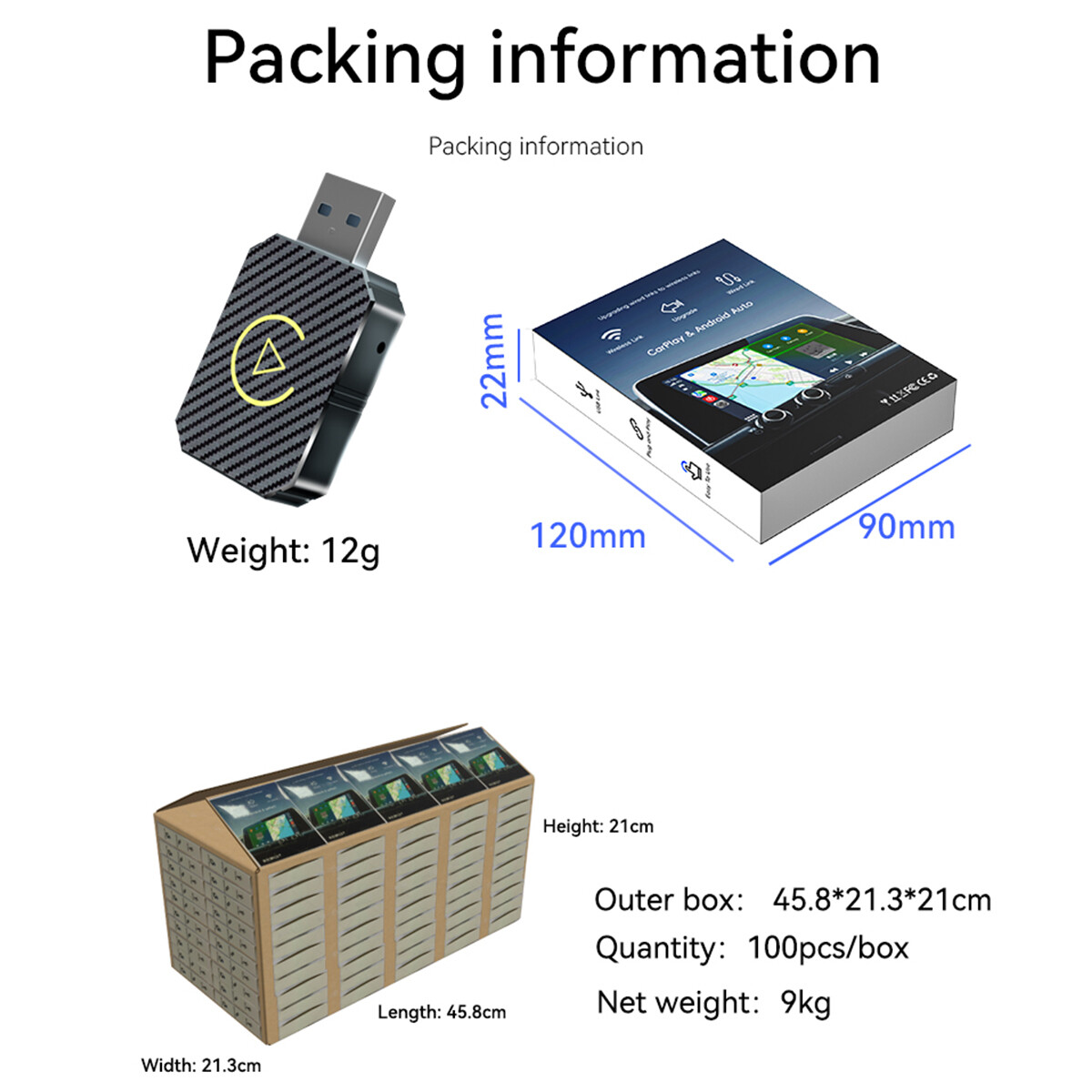 2025 Wireless Carplay Adapter Android Auto Adapter USB Car Dongle Connect Box_