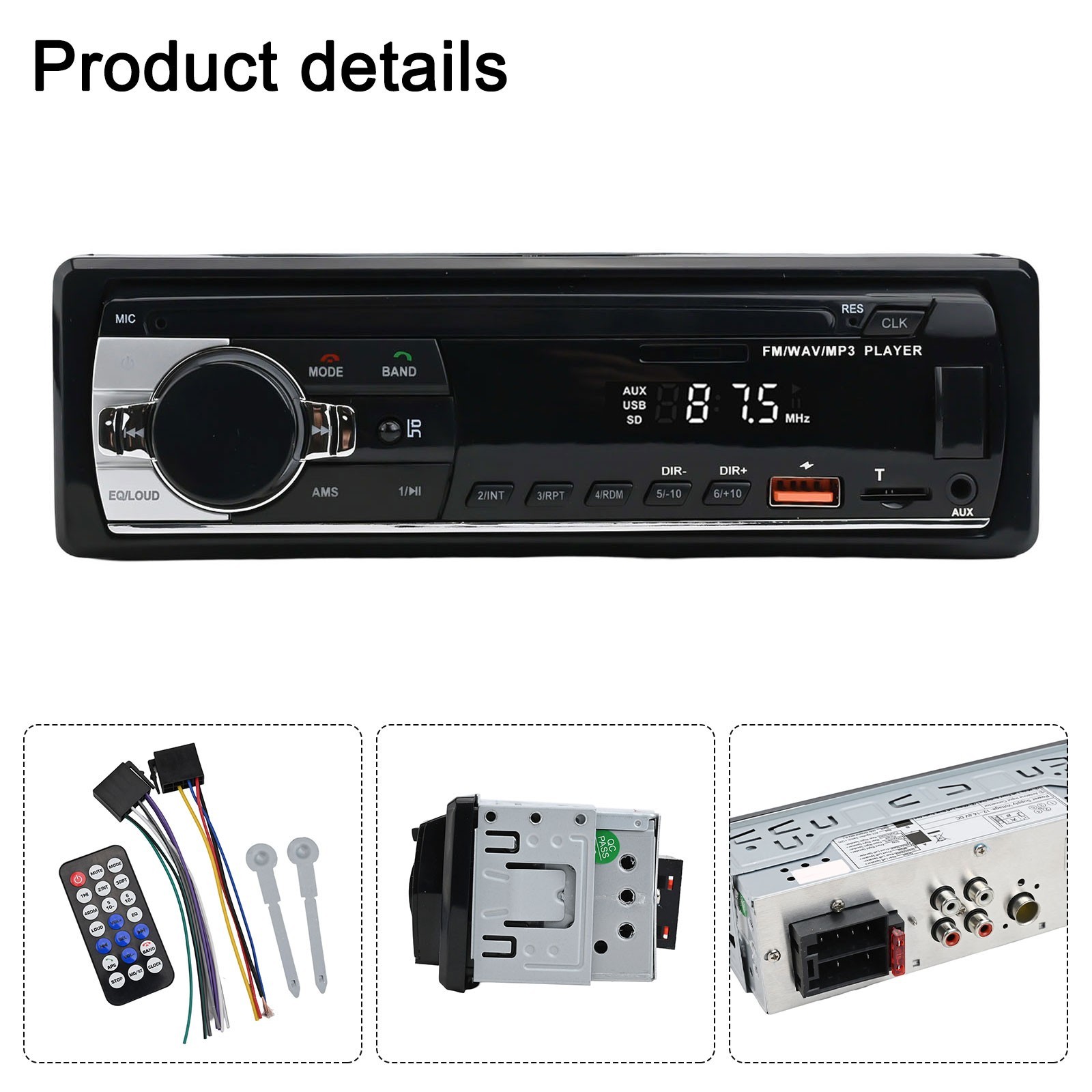 Sleek Black Design Powerful 60W Digital car for mp3 player features USB input