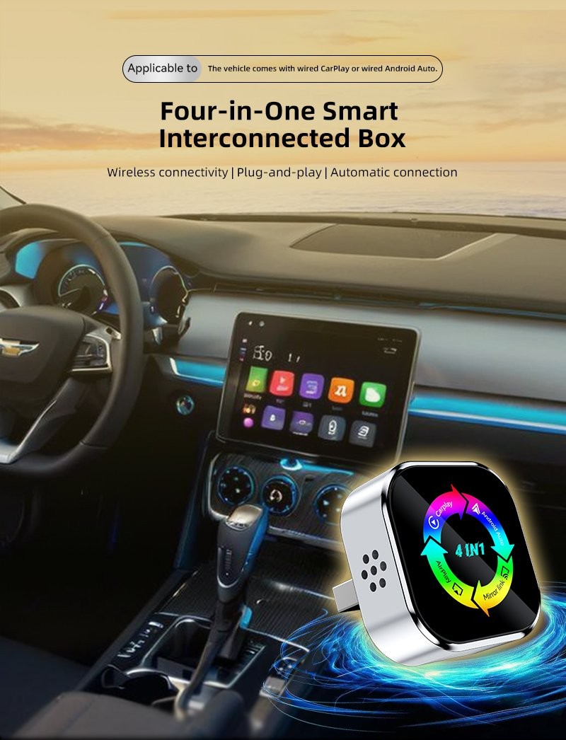 Wireless CarPlay Adapter for Apple iPhone & Android Auto USB Adapter Plug & Play