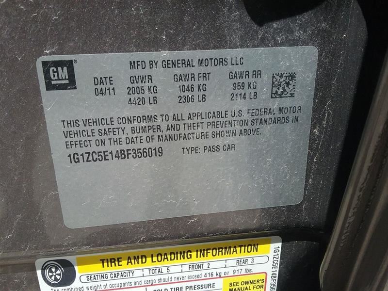 2009-2012 Chevy Malibu Radio AM FM Stereo CD MP3 USB Opt UUI exc. LTZ