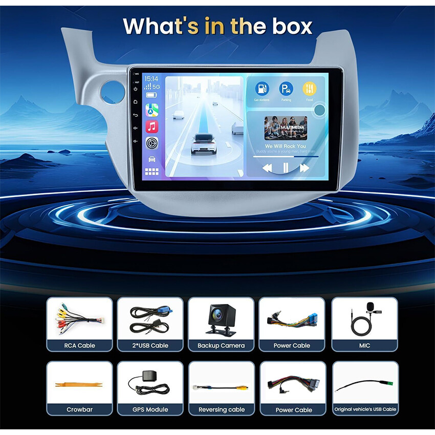 Head Unit For Honda Fit 2009-2013 32GB Android Carplay GPS Navi Car Stereo Radio