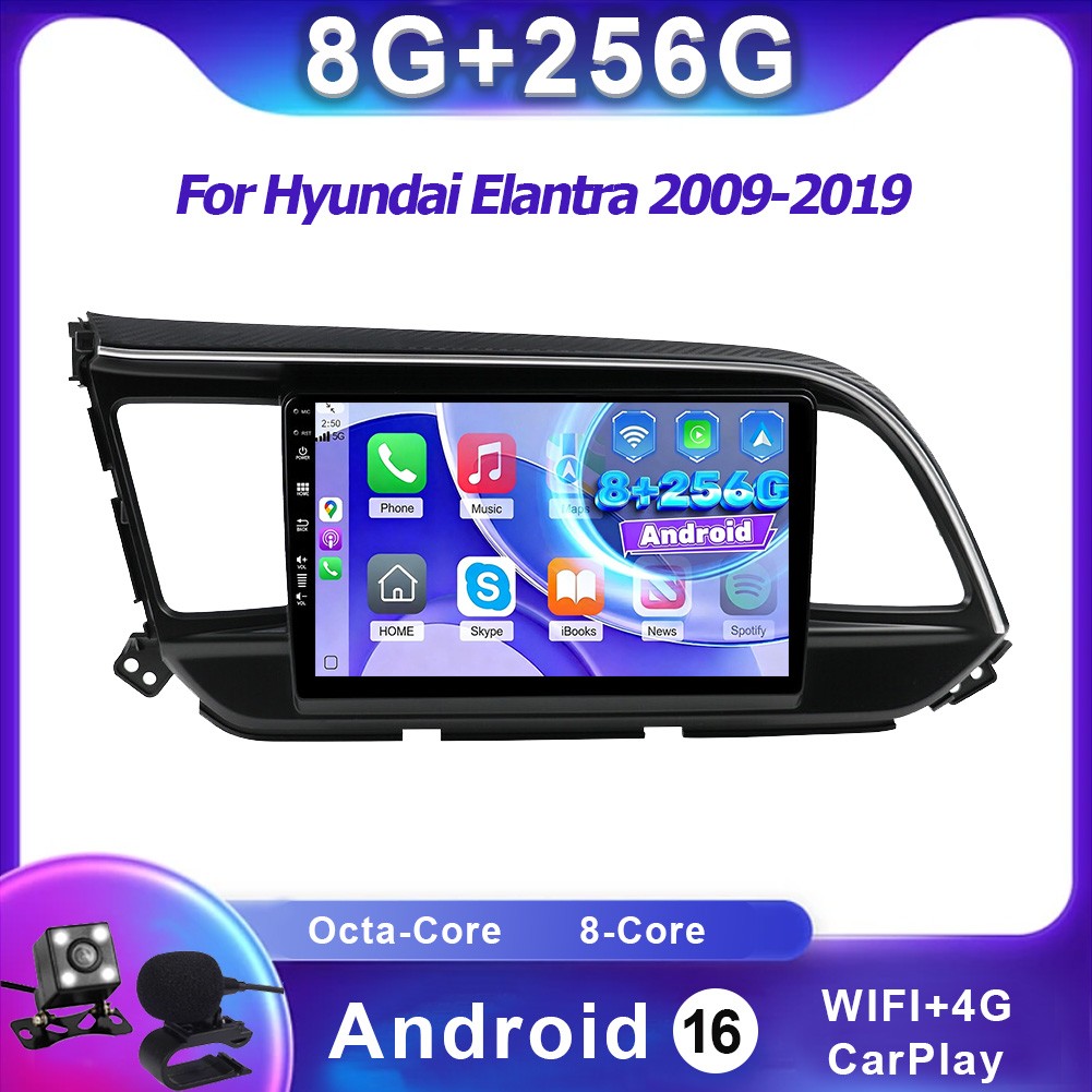 9” 8G+256G Car Radio For Hyundai Elantra 2009-2019 Android 16 GPS Navi USB WIFI