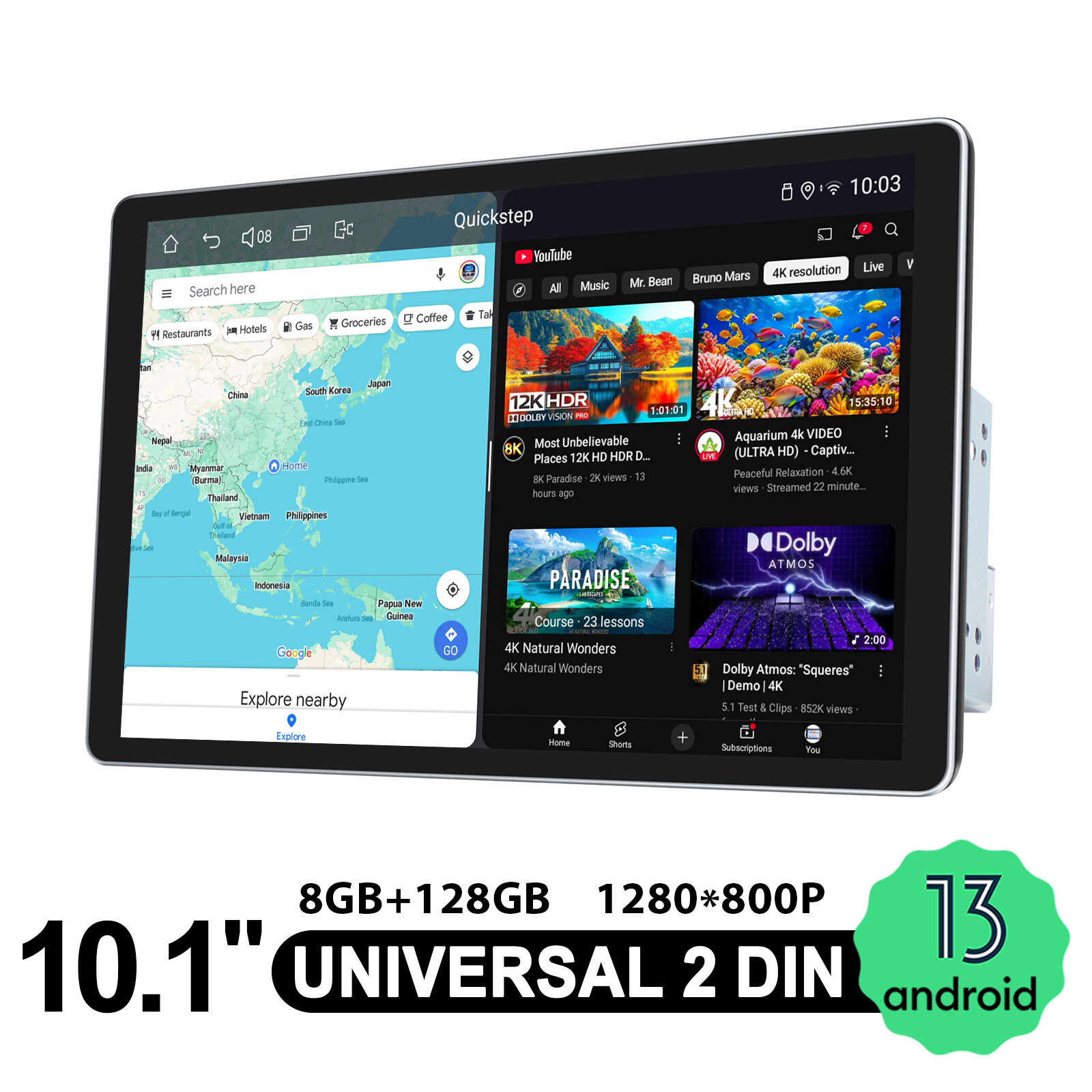 JOYING 10.1″ 2DIN Android 13 Car Radio Wireless CarPlay Android Auto 8+128G GPS