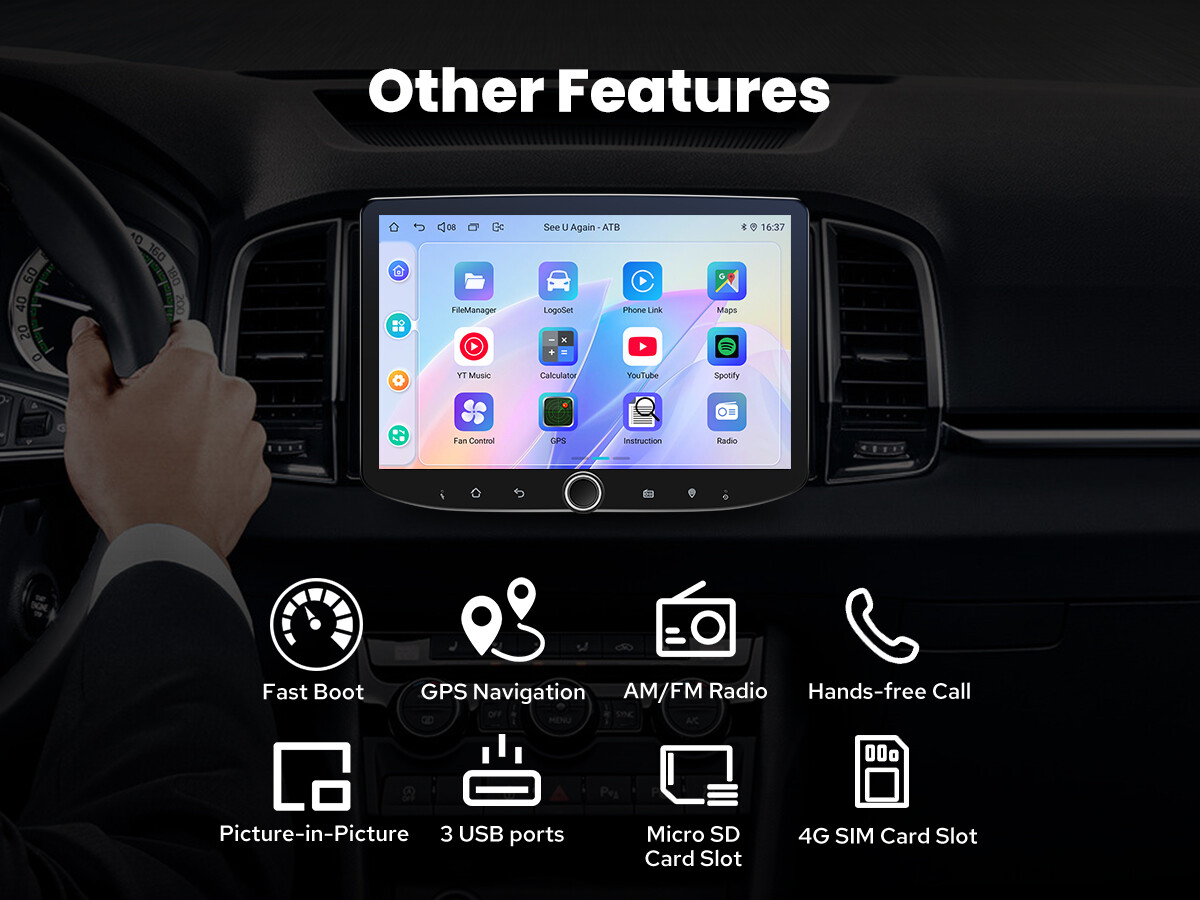 JOYING 10.1 Inch Double Din Automatic Rotatable Android 12 OS Car Radio 8+128GB