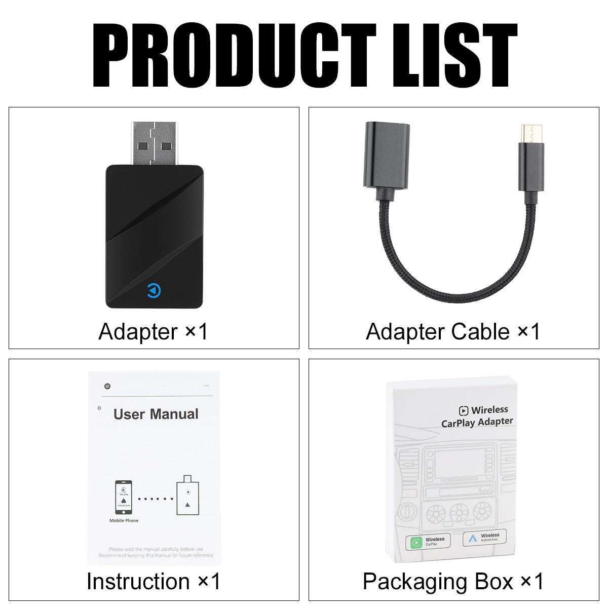 USB Auto Wireless CarPlay Adapter Fit iPhone Apple Wireless Dongle Plug＆Play A++