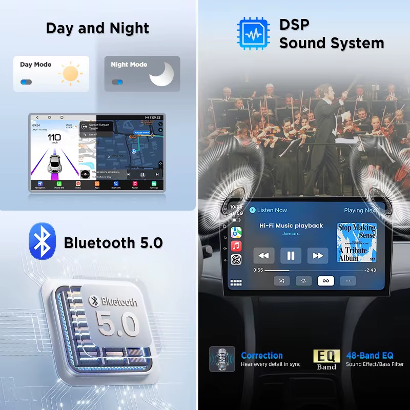 Junsun Android Car Stereo with Qualcomm for Mazda 5 2005-2010, Carplay and 360°