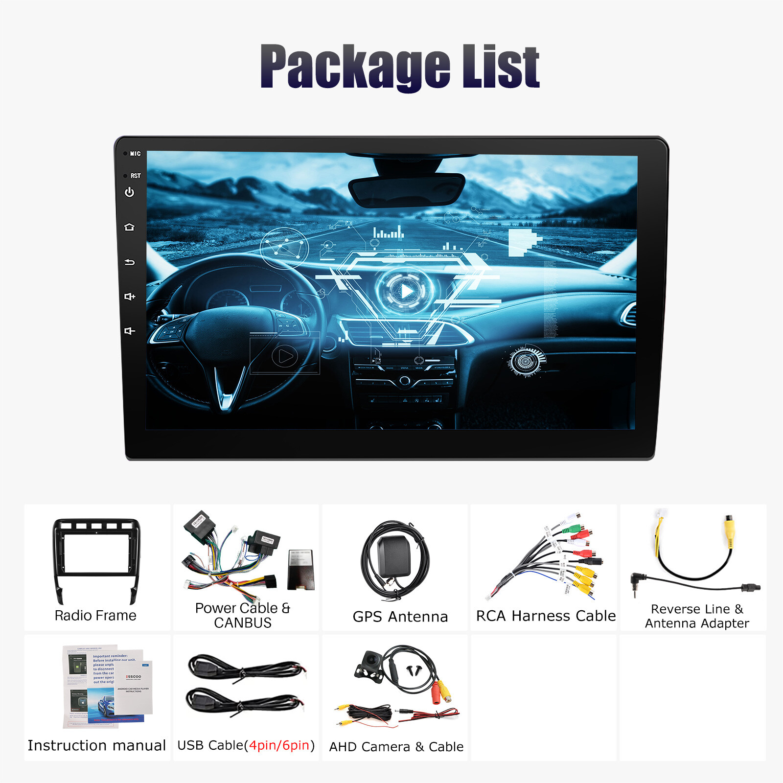 FOR 2002-2010 PORSCHE CAYENNE ANDROID 14 CARPLAY CAR STEREO RADIO GPS NAVI + CAM