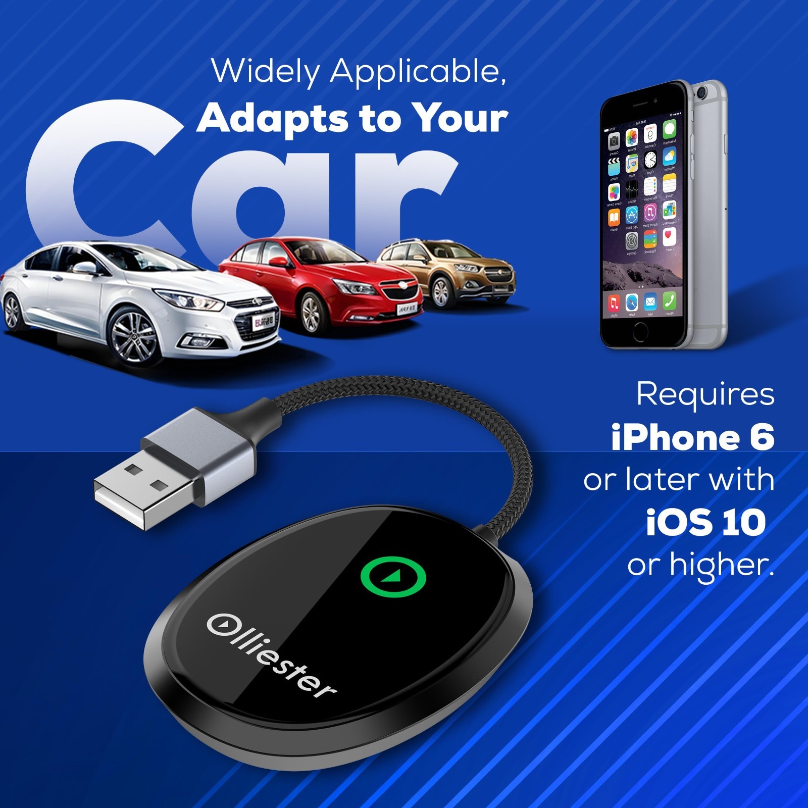 Wireless CarPlay Adapter for Apple iPhone No Latency from iOS 10+ Cosmic Gray