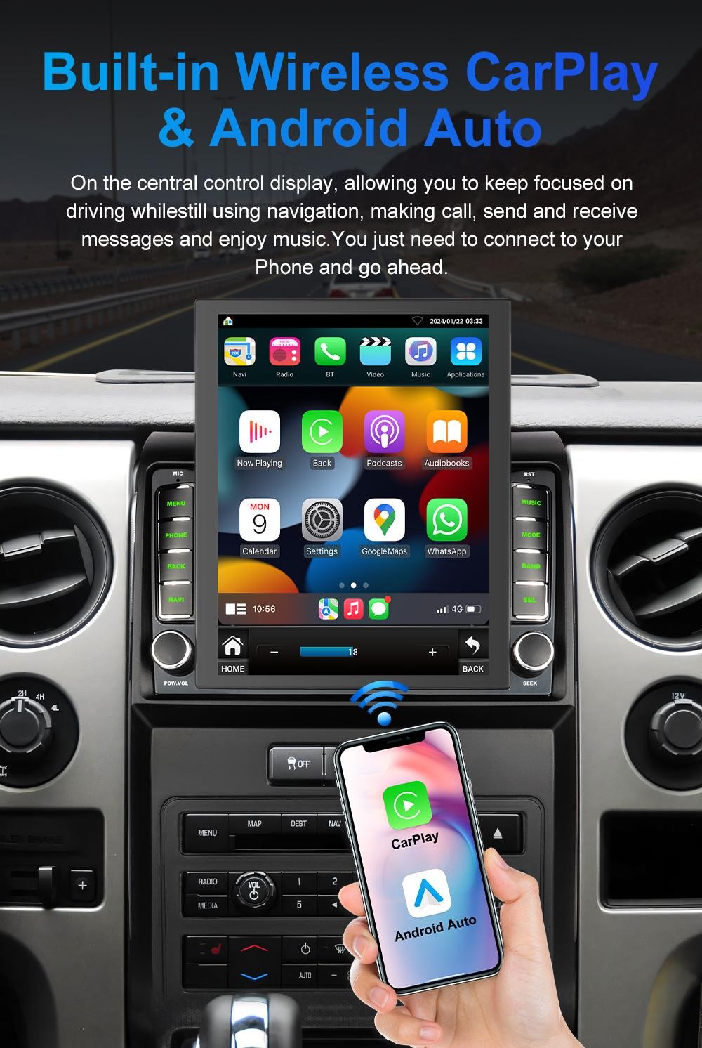 9.7″ Apple CarPlay for Ford F-150/F150 2009-2012 Stereo 2+32GB GPS Radio Navi BT