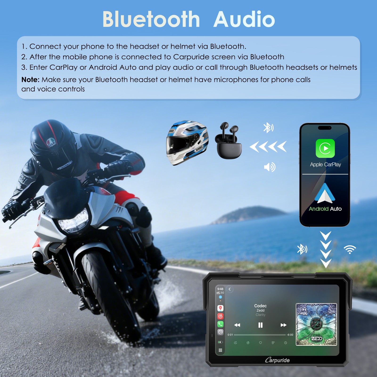 Carpuride W702 Plus Wireless Moto Stereo Install Apps Built in GPS Dual Cameras