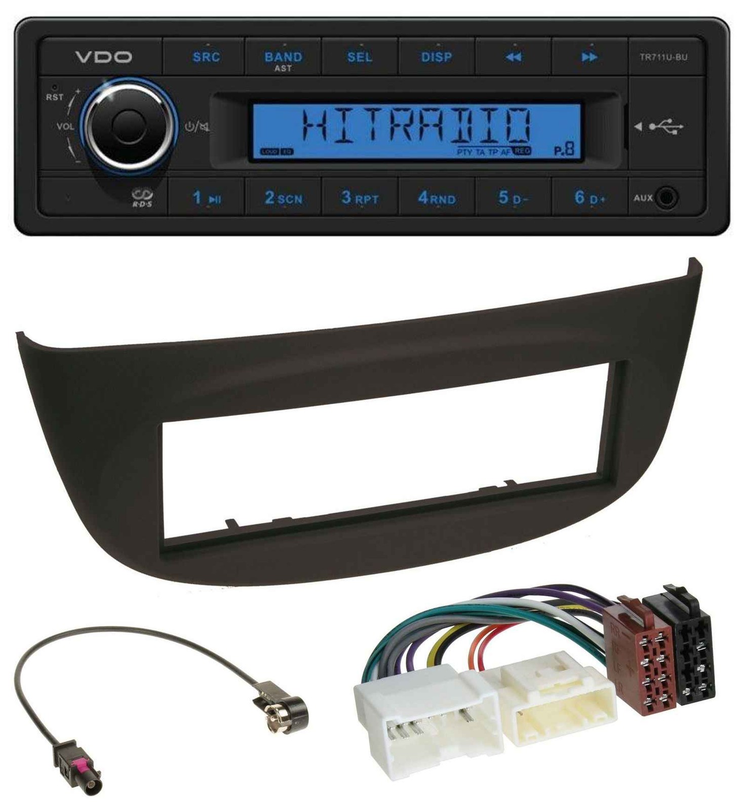 VDO AUX 1DIN MP3 USB Car Stereo for Renault Twingo 2012 onwards Black