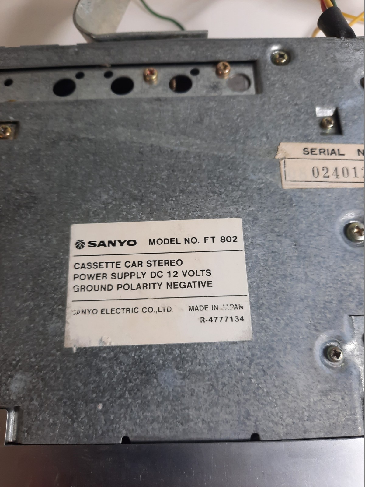 Vtg Sanyo FT-802 Auto Reverse Under Dash Cassette Player TESTED Original Owner