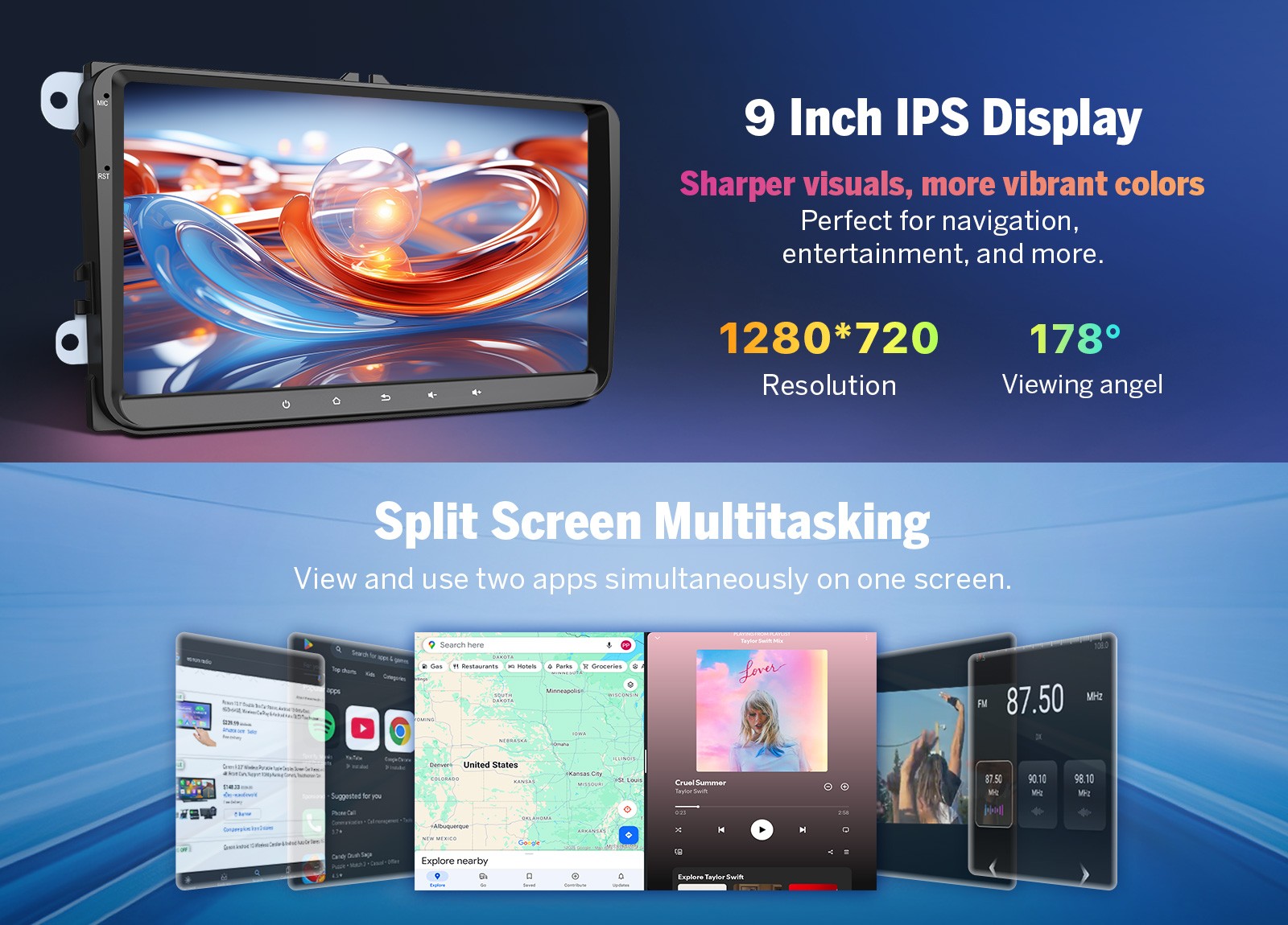 9″ IPS Android 14 Car Radio for VW RCD310 RCD510 RNS510 Wireless CarPlay GPS DSP