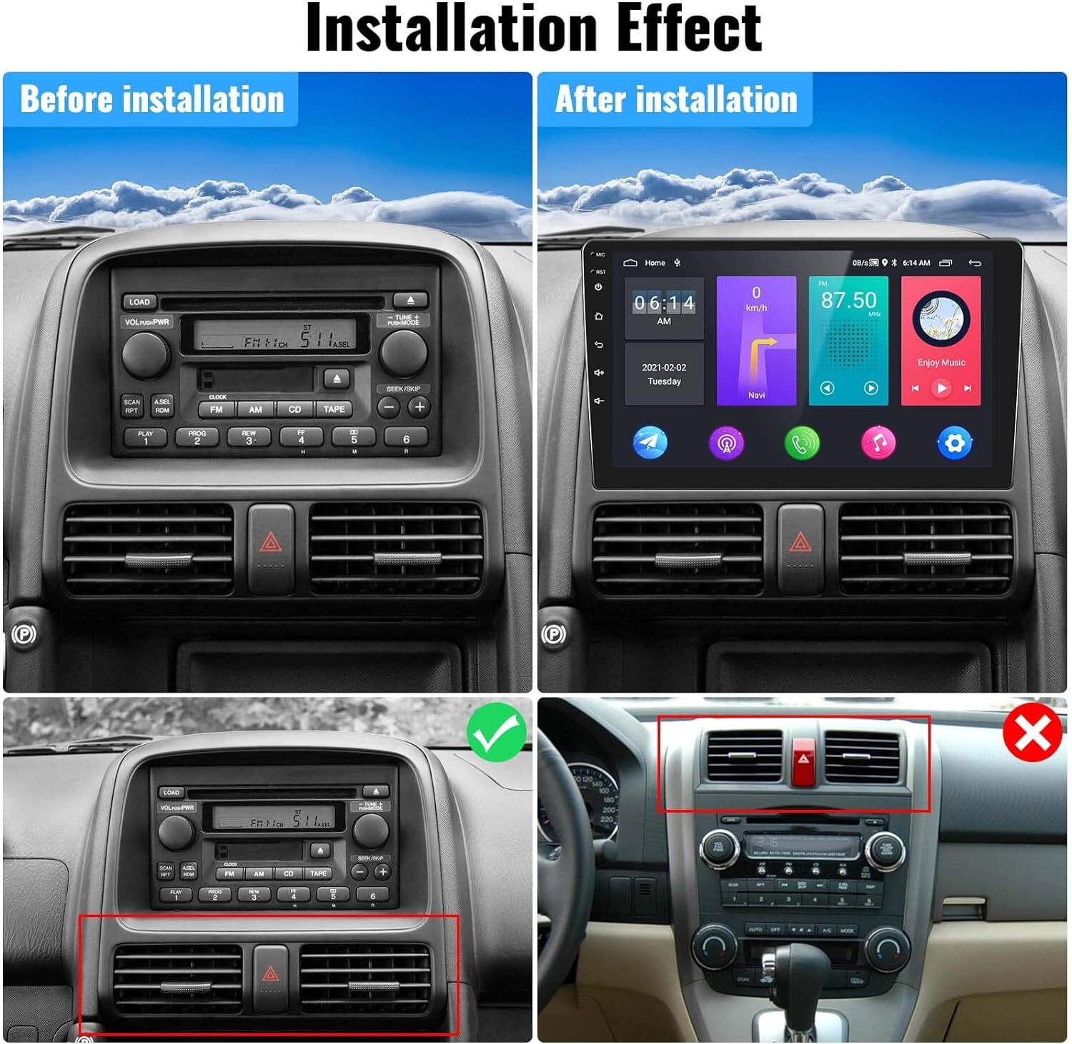 2+64G Car Stereo Radio GPS WIFI For Honda CR-V CRV 2002-2006 CarPlay Android 15