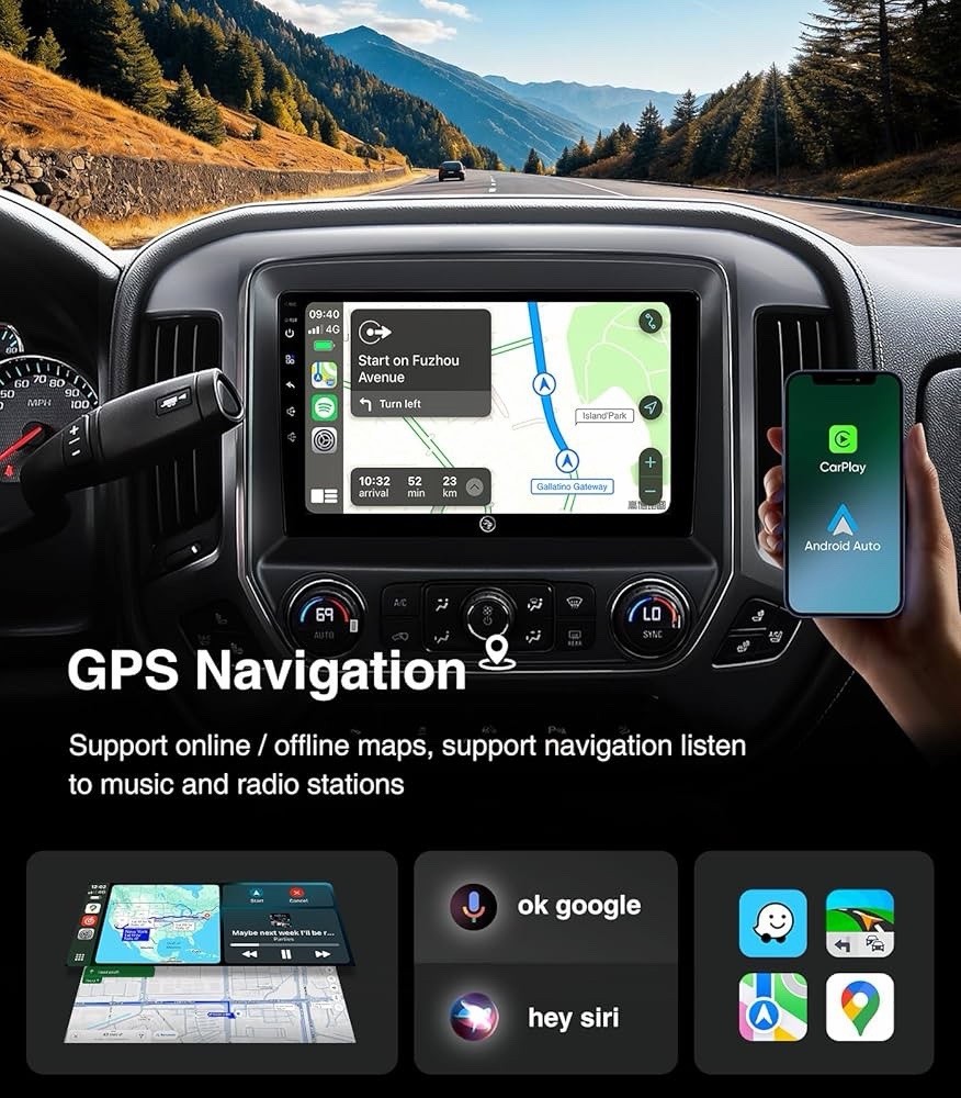 10″ Car Radio Stereo Upgrade for Chevy Silverado & GMC Sierra 2014-2018 Carplay