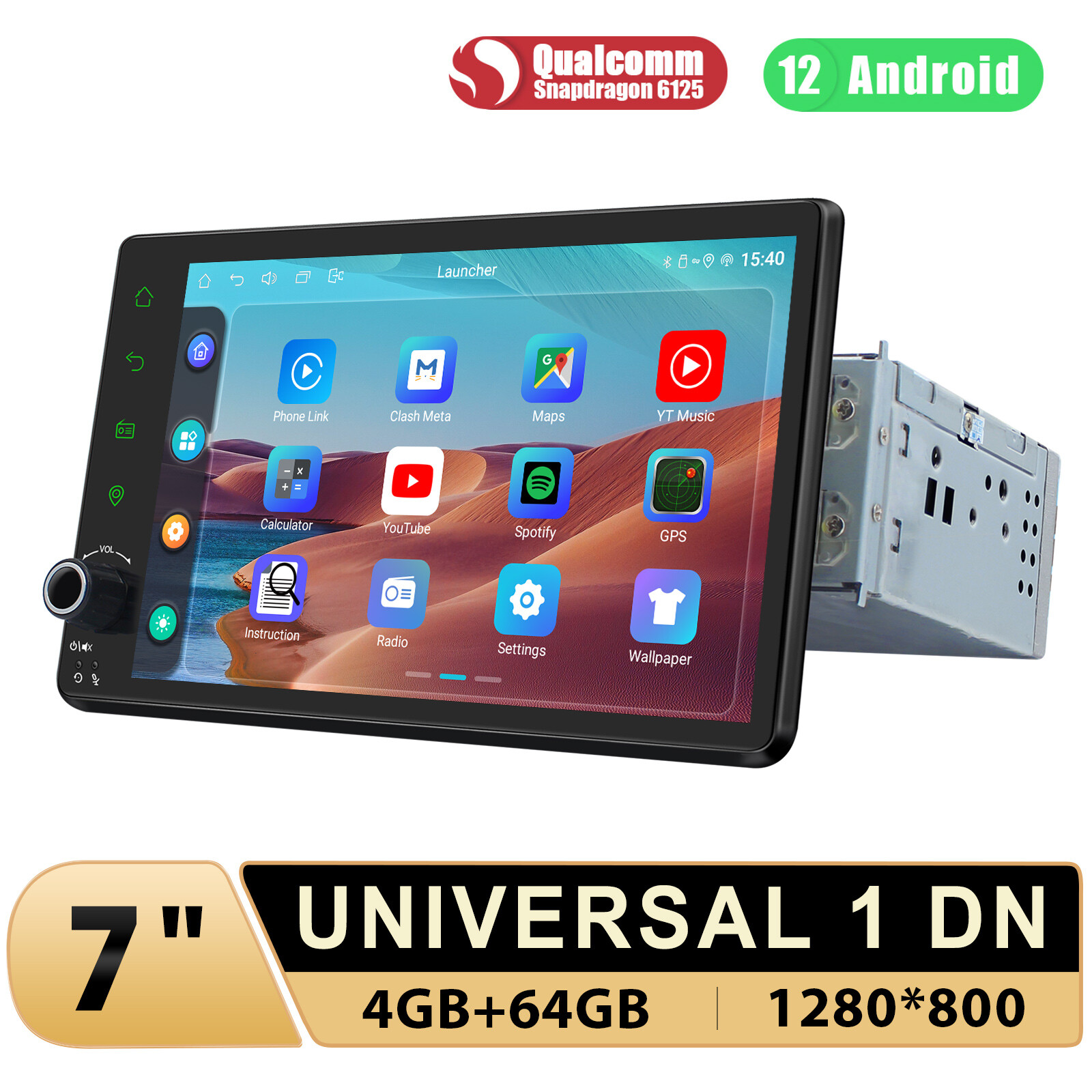 JOYING Single DIN 7 Inch Octa Core Android 12 Carplay Universal Car Stereo 4+64G